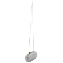 Bridal Beaded Evening Bag Chain Shoulder Handbag Clutch (Silver)