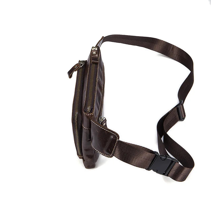 Weduoduo Men Waist Bag Leather Men Bag Phone Case Cover Travel Money Belt Bag