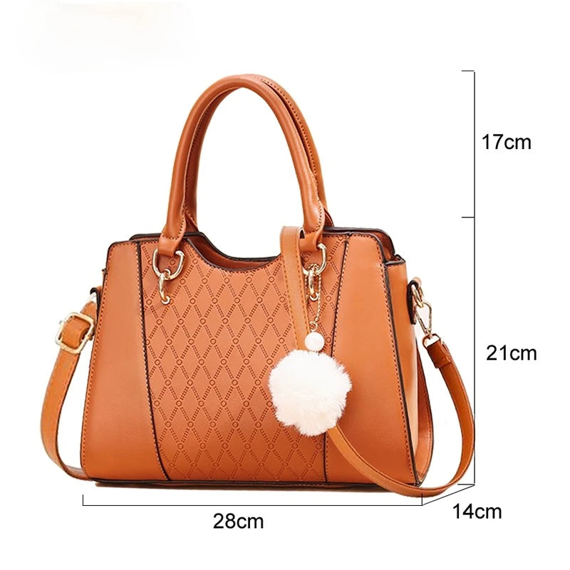 Western Style Hairball Pendant Crossbody Shoulder Bag for Women