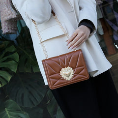 Leather Shoulder Bags for Women Retro Heart Female Bag