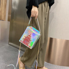 Chinese Takeout Box Purse Pu Leather Women Handbag Crossbody Bag
