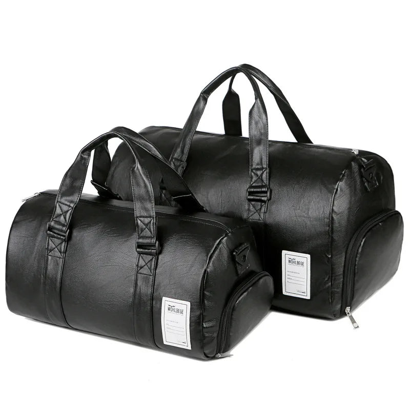 Weysfor Top Casual Travel Duffel Bag PU Leather Men Women Handbags Large Capacit