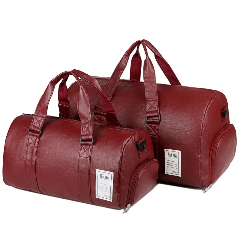 Weysfor Top Casual Travel Duffel Bag PU Leather Men Women Handbags Large Capacit