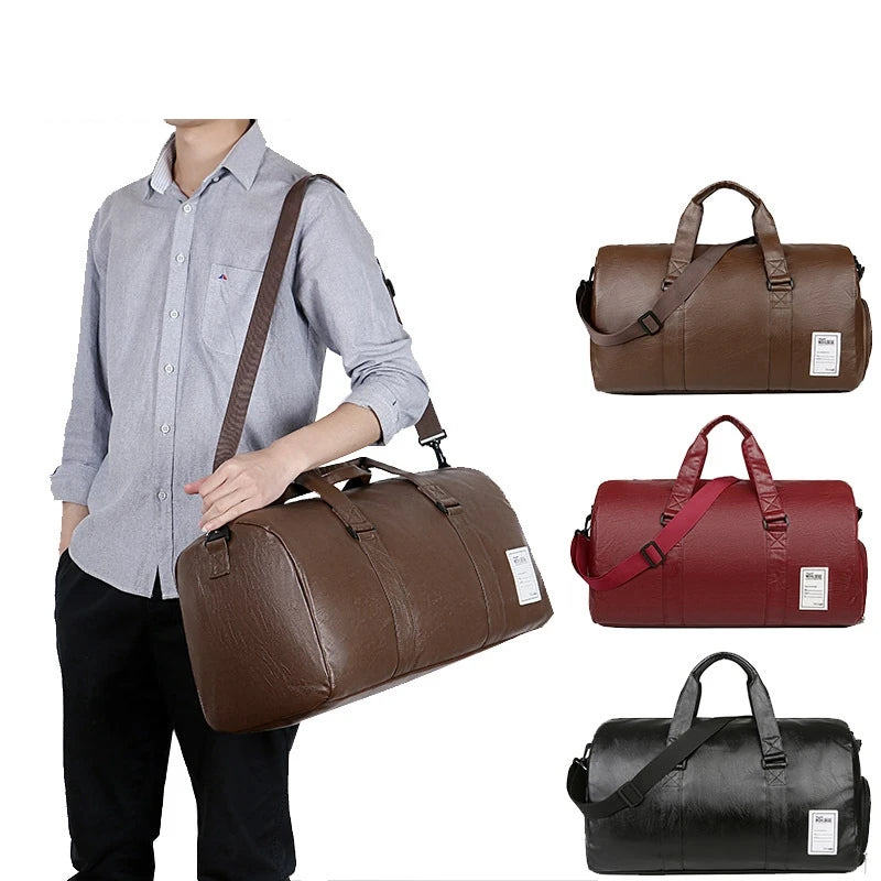 Weysfor Top Casual Travel Duffel Bag PU Leather Men Women Handbags Large Capacit
