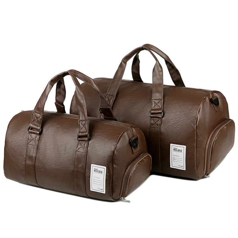 Weysfor Top Casual Travel Duffel Bag PU Leather Men Women Handbags Large Capacit