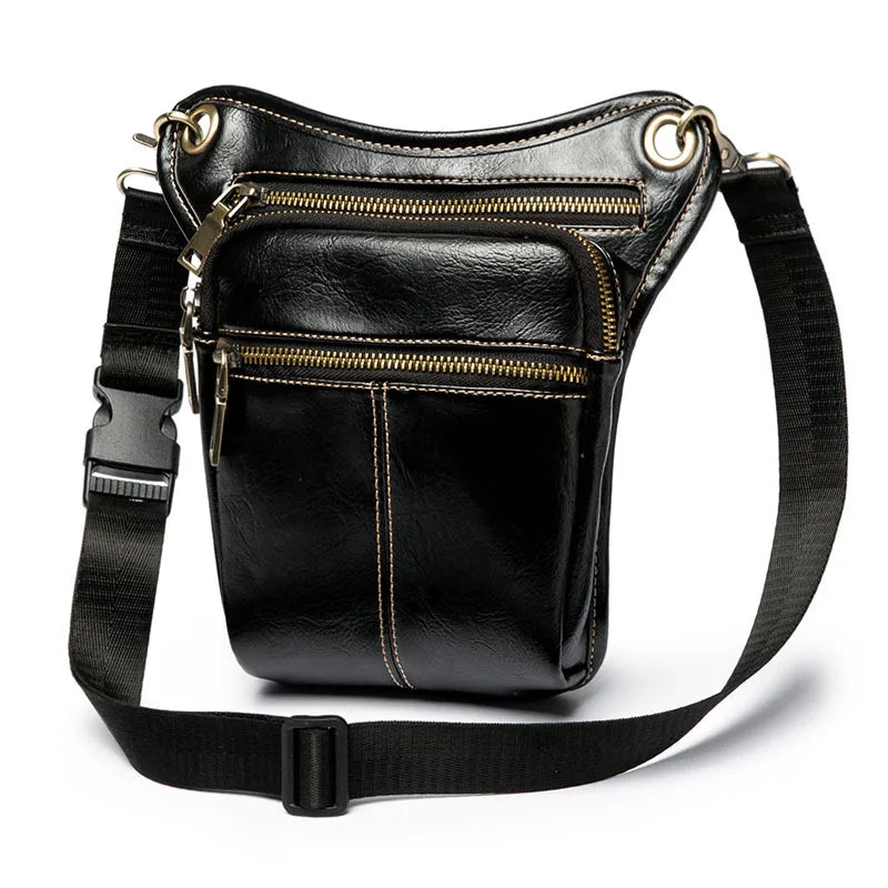 Leather Waist Pack Bag Men Drop Leg Fanny Pack