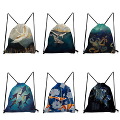 Whale Cloud Landscape Printed Softback Bag Drawstring Backpack