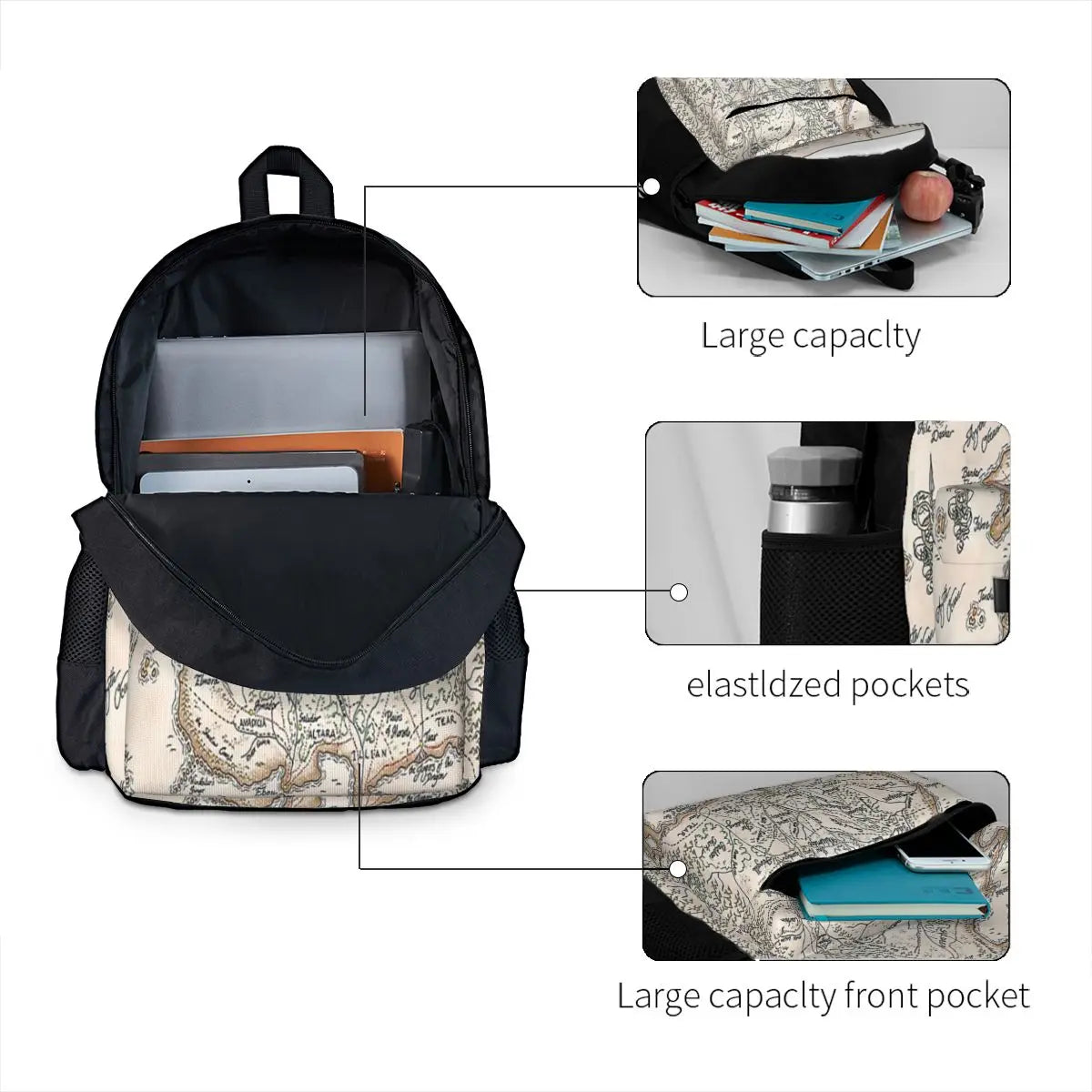 Wheel Of Time Map 2 Backpacks Men's & Women's Zipper Bags