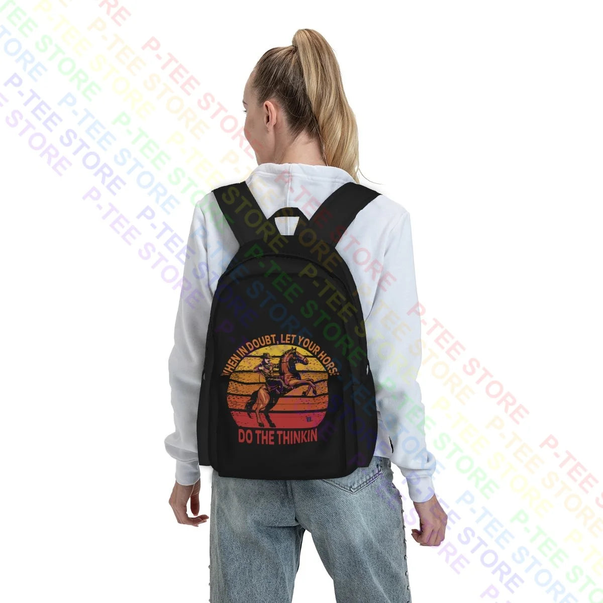 Horse Do the Thinkin Large Backpack Softback Gym Tote Bag