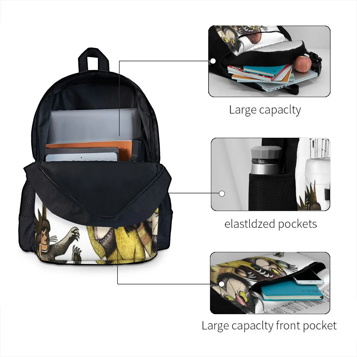 Wild Things Backpacks Men Women Eco-Friendly School Bag