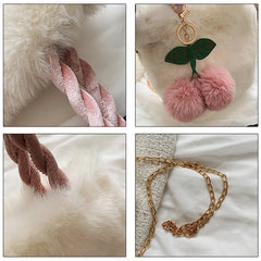 Soft Plush Tote Bag with Chain for Women