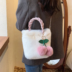 Soft Plush Tote Bag with Chain for Women