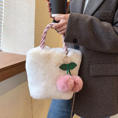 Soft Plush Tote Bag with Chain for Women