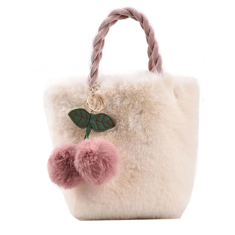 Soft Plush Tote Bag with Chain for Women