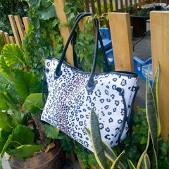 Ground Leopard Women Casual Canvas Handbag Leopard Print Canvas Tote Bag