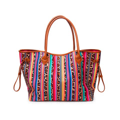 Ground Leopard Women Casual Canvas Handbag Leopard Print Canvas Tote Bag