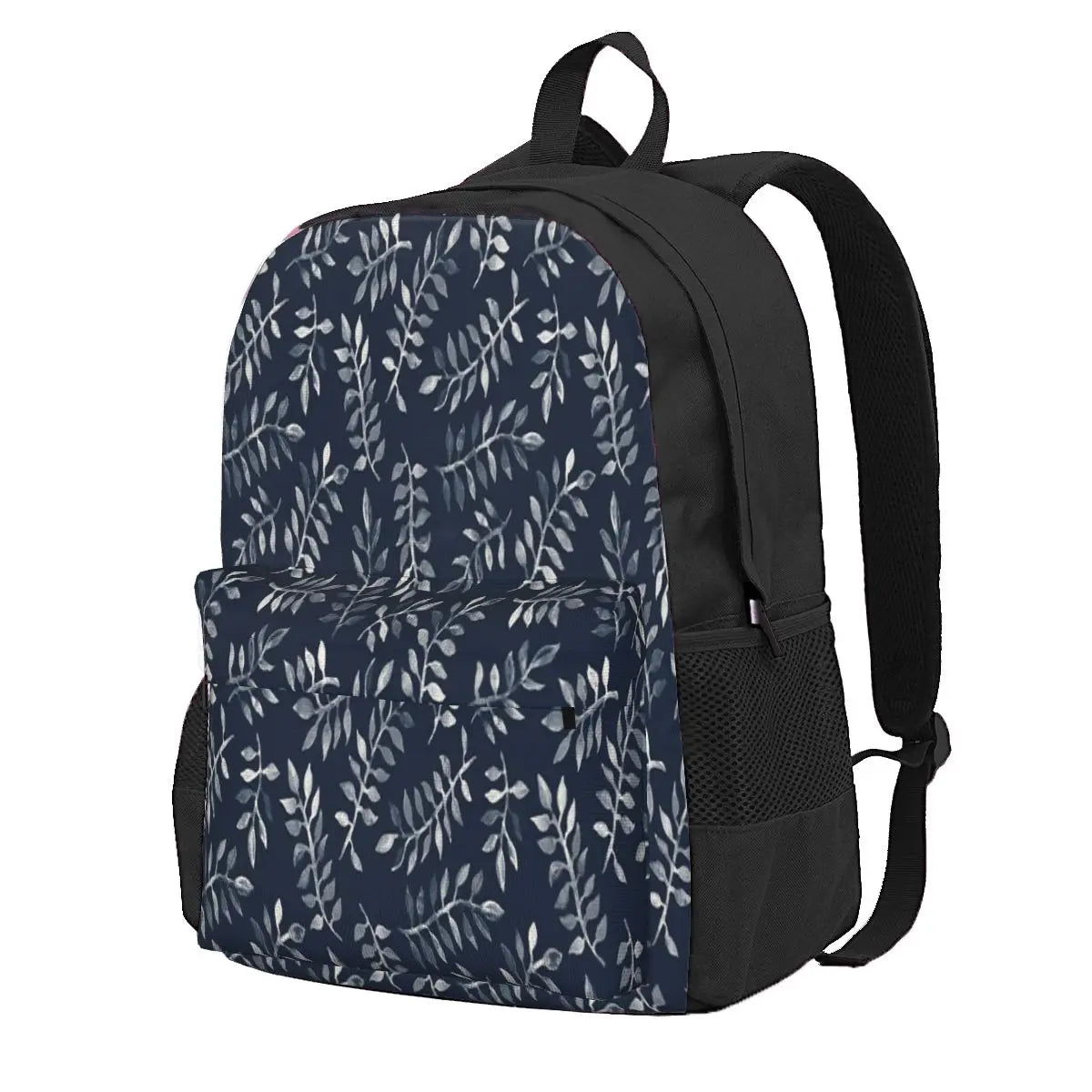 Leaves On Navy Backpack - School Bag for Men and Women