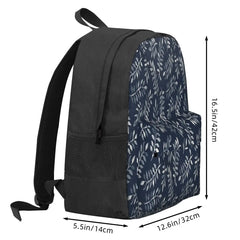 Leaves On Navy Backpack - School Bag for Men and Women