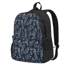 Leaves On Navy Backpack - School Bag for Men and Women