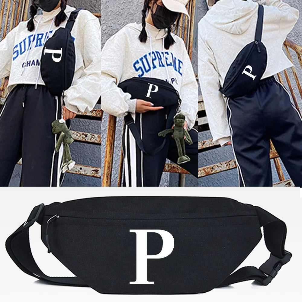 P Print Waist Bag for Women Men Crossbody Chest Bag