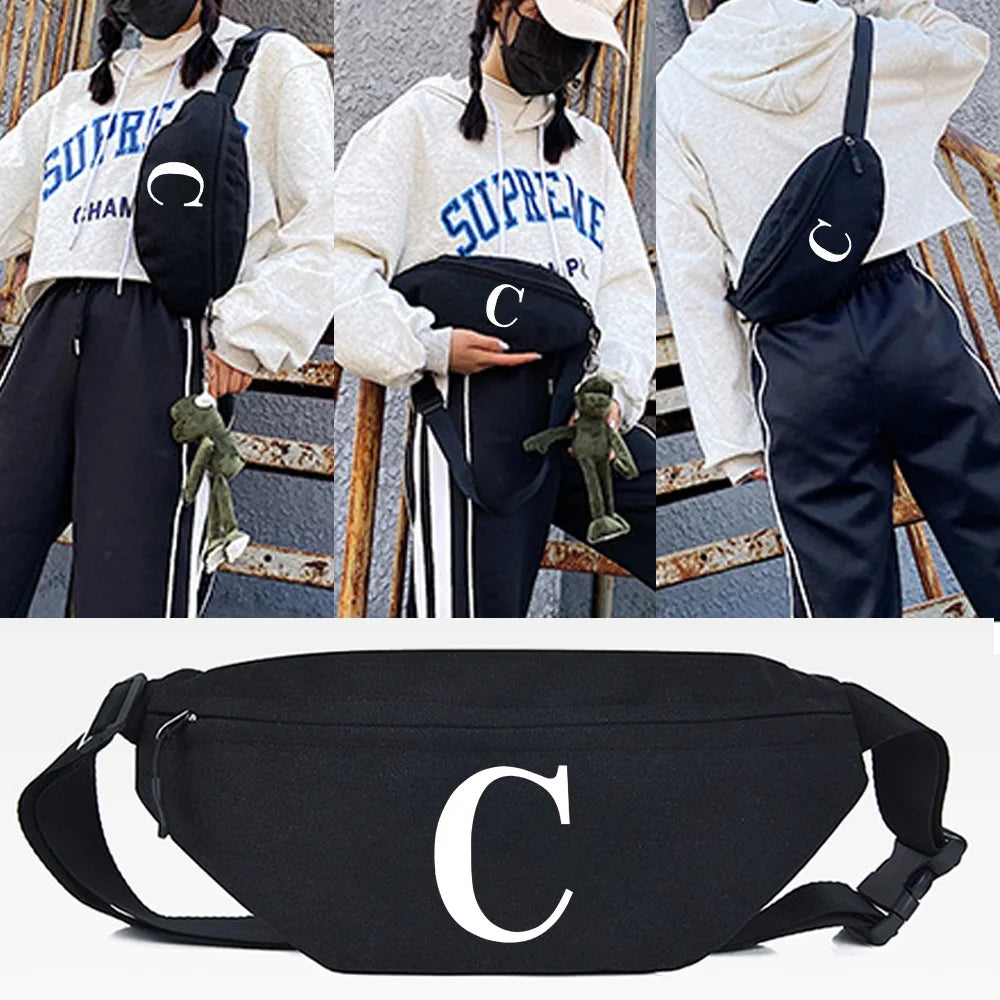 P Print Waist Bag for Women Men Crossbody Chest Bag