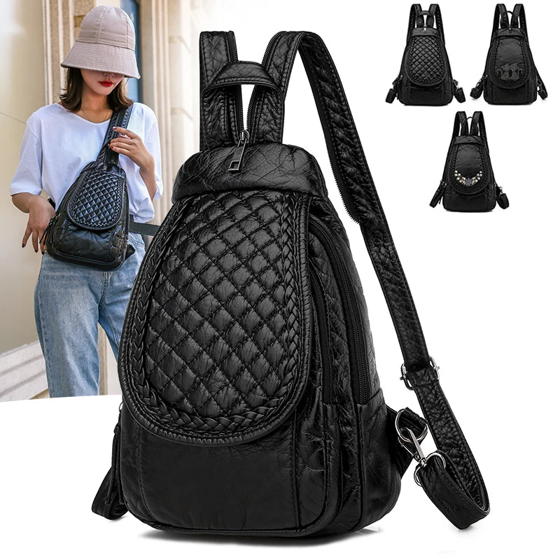 Women Soft Leather Backpack for Girls Travel Back Pack Rucksacks
