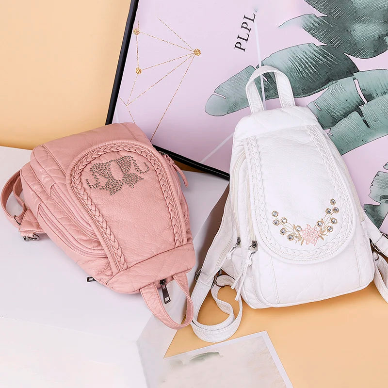 Women Soft Leather Backpack for Girls Travel Back Pack Rucksacks