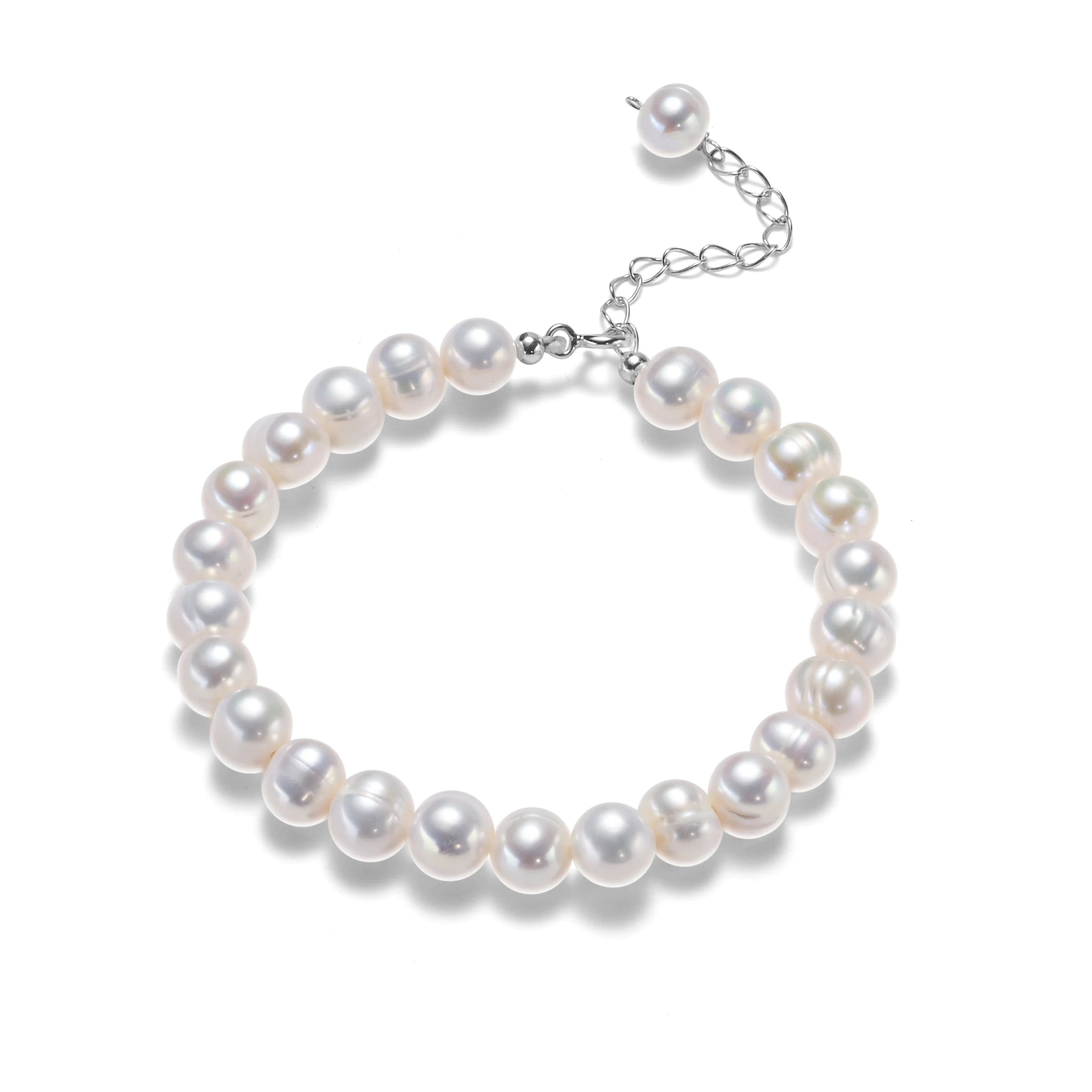 6-7mm Freshwater Pearl Bracelet Charms, Sterling Silver Bracelet for Women