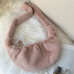 Women Faux Fur Tote Bag Plush Shoulder Bag