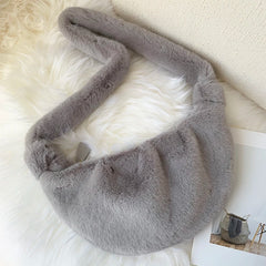 Women Faux Fur Tote Bag Plush Shoulder Bag