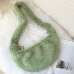 Women Faux Fur Tote Bag Plush Shoulder Bag