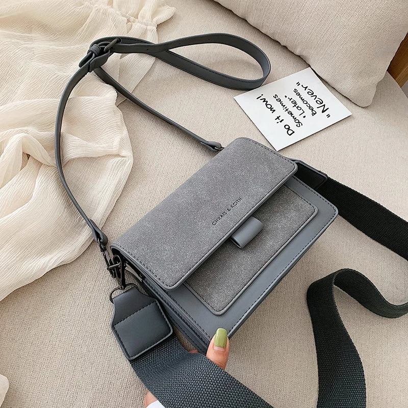 Wide Strap Flap Women's Bag Female Shoulder Bag Ladies Crossbody Bags Purse