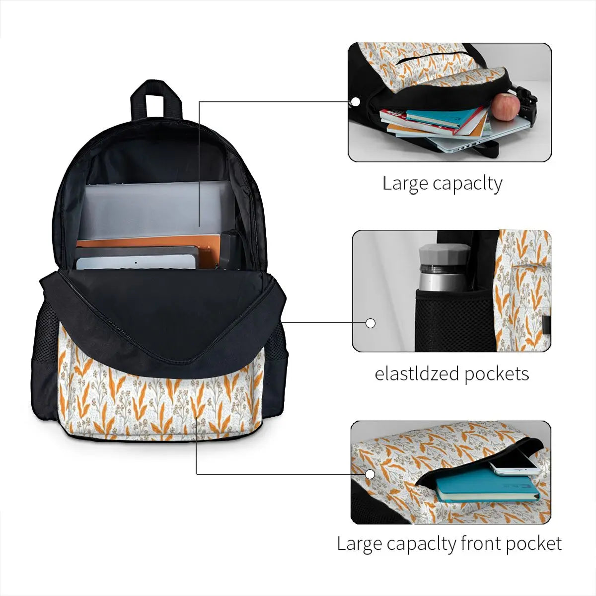 Wild Flower Backpacks Men Women Retro School Bags Children