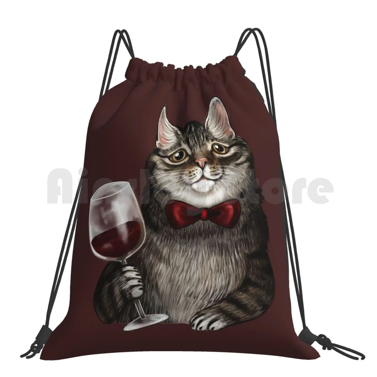 Grey Tabby Backpack Drawstring Bag Waterproof