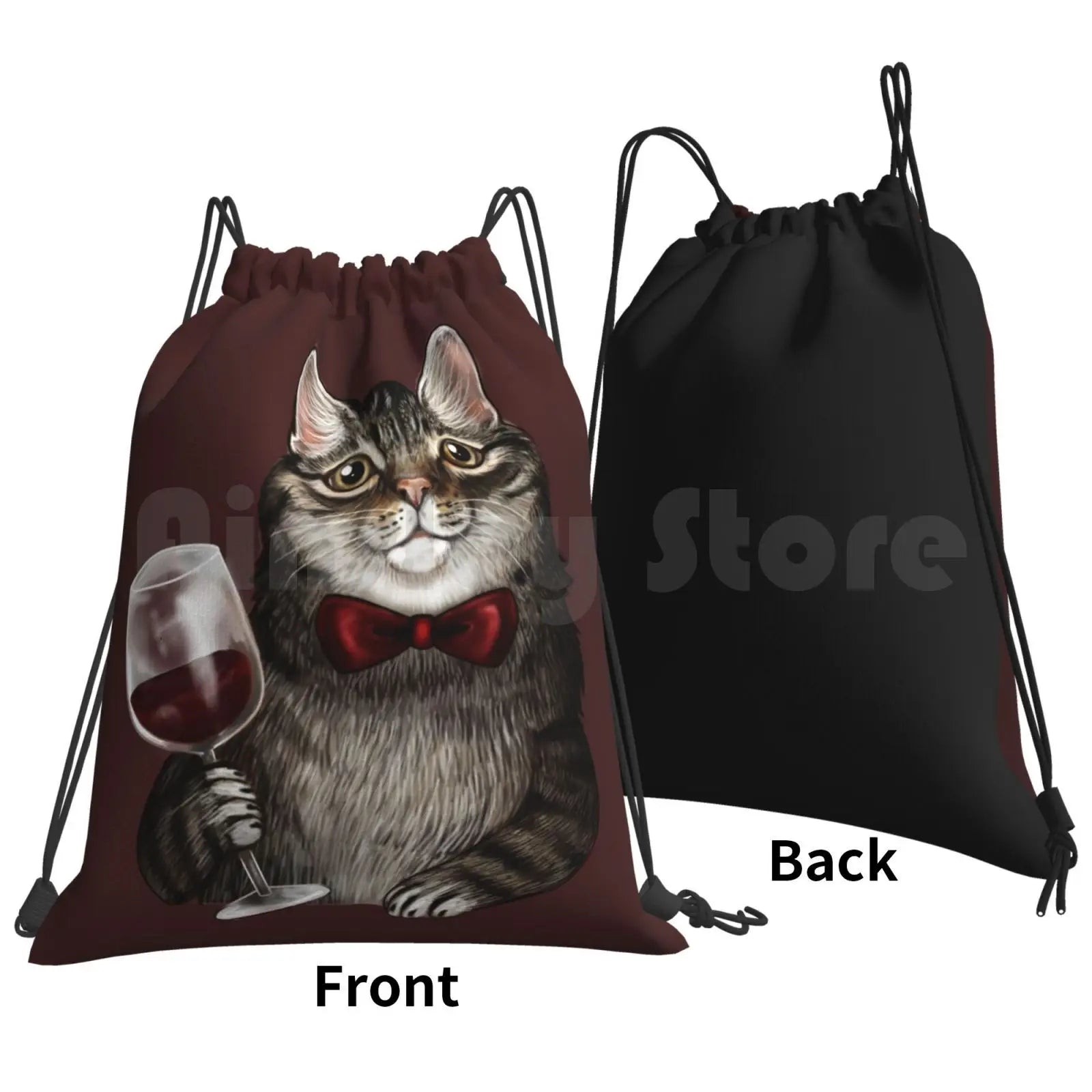 Grey Tabby Backpack Drawstring Bag Waterproof