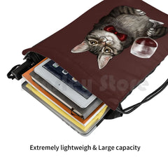 Grey Tabby Backpack Drawstring Bag Waterproof