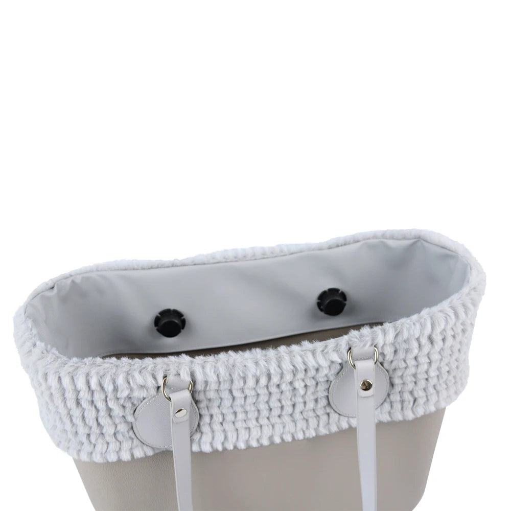 Winter Autumn Candy O Bag Classic Mini with Furry Wool Plush Fur Trim