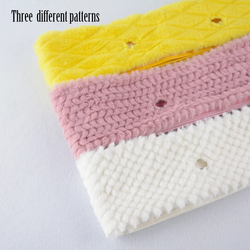 Winter Autumn Candy O Bag Classic Mini with Furry Wool Plush Fur Trim