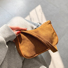 Winter Corduroy Underarm Bag Casual Women Shoulder Bags Travel