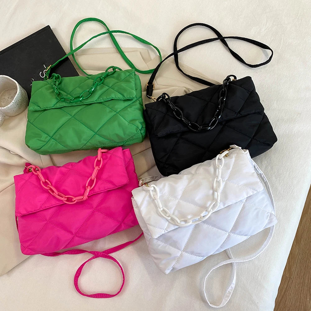 Quilted Nylon Crossbody Bag for Women with Large Capacity