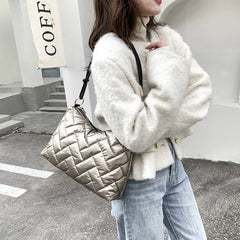 Winter Waterproof Soft Fluffy Down Shoulder Bag Women