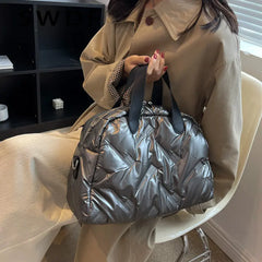 Winter Down Padded Tote Women Handbags Nylon Quilted Shoulder Bag