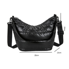 Women's Fluffy Down Crossbody Bag Solid Quilted Shoulder Tote