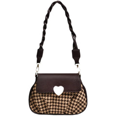 Winter Houndstooth Pattern Ladies Shoulder Bags Women's Pu Leather