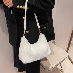 Soft Plush Shoulder Bag Faux Furry Tote Purse Handbag for Women