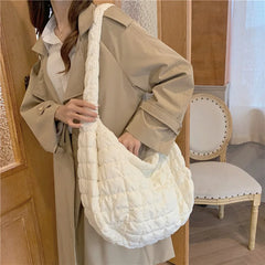 Winter Women's Plaid Shoulder Bag Large Capacity Retro Messenger Tote Handbags