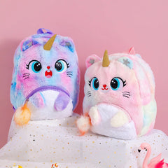 Winter Cartoon Plush Backpack for Girls, Kindergarten School Bag