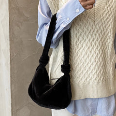 Winter Ladies Bag Faux Fur Shoulder Bags Soft Plush Bags