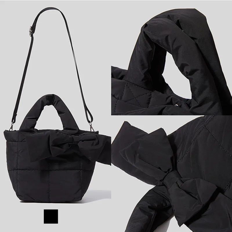 Winter Lady Down Bag Space Cotton Tote Bag Solid Shoulder Bag Women