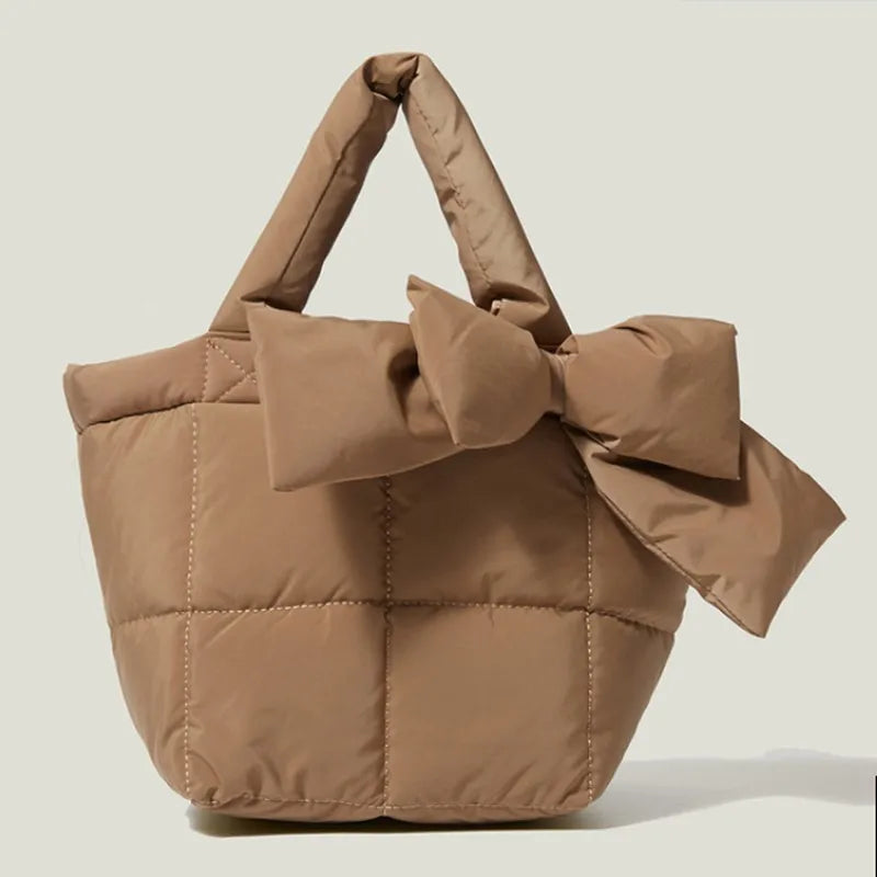 Winter Lady Down Bag Space Cotton Tote Bag Solid Shoulder Bag Women